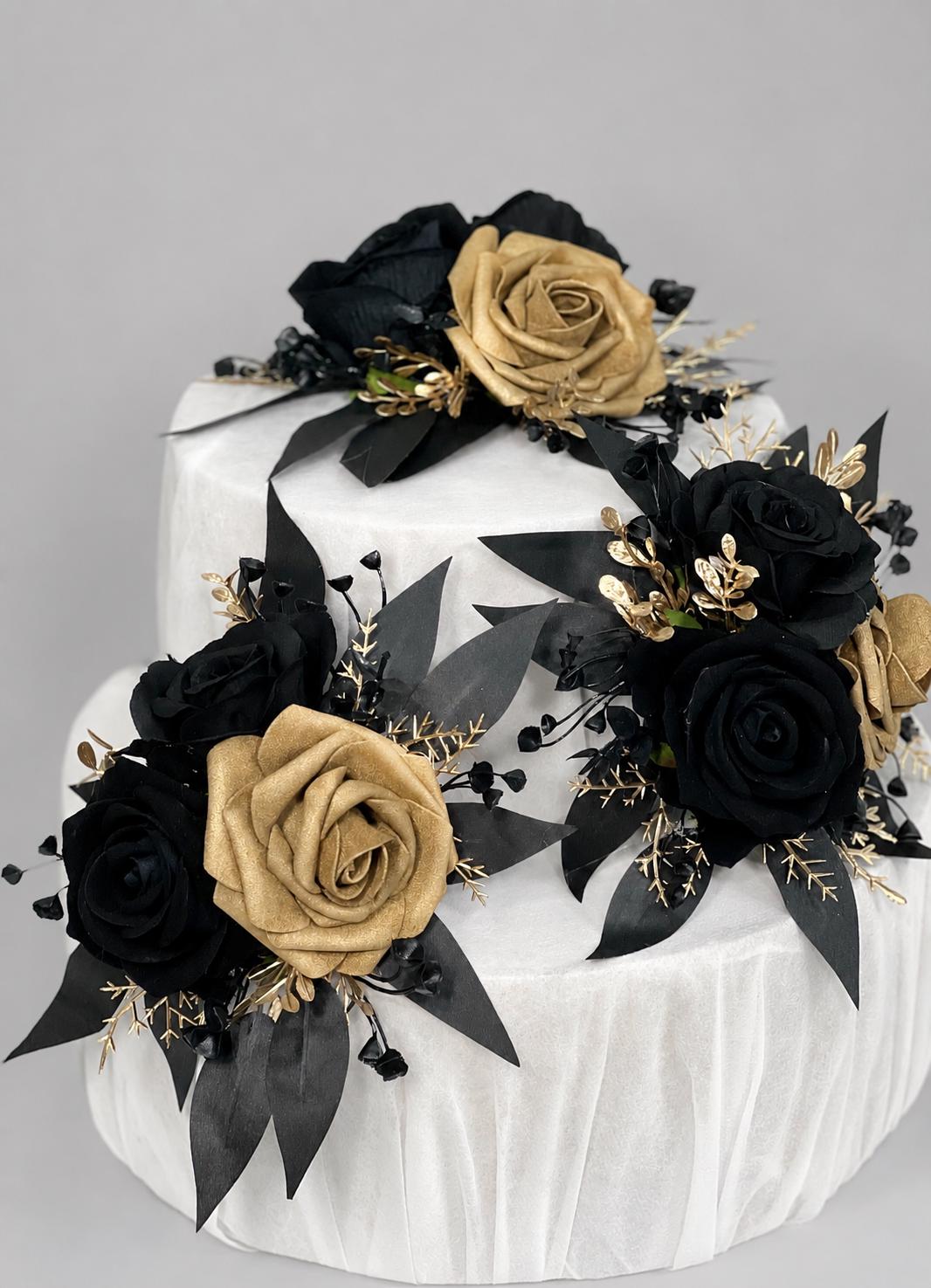 Black Bouquet Wedding Bridal Black Bouquet Gold Bridesmaids Gothic Bouquet Halloween Black Gold Wedding Artificial Flower Reddit