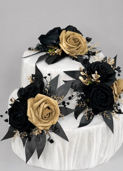Black Bouquet Wedding Bridal Black Bouquet Gold Bridesmaids Gothic Bouquet Halloween Black Gold Wedding Artificial Flower Reddit