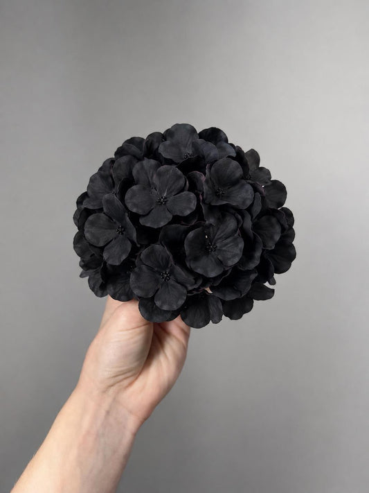 Black Hydrangea Artificial, Hydrangea Flower with or without Stem , Silk Hydrangea Head, Gothic Wedding Decor, DIY Halloween Arrangement