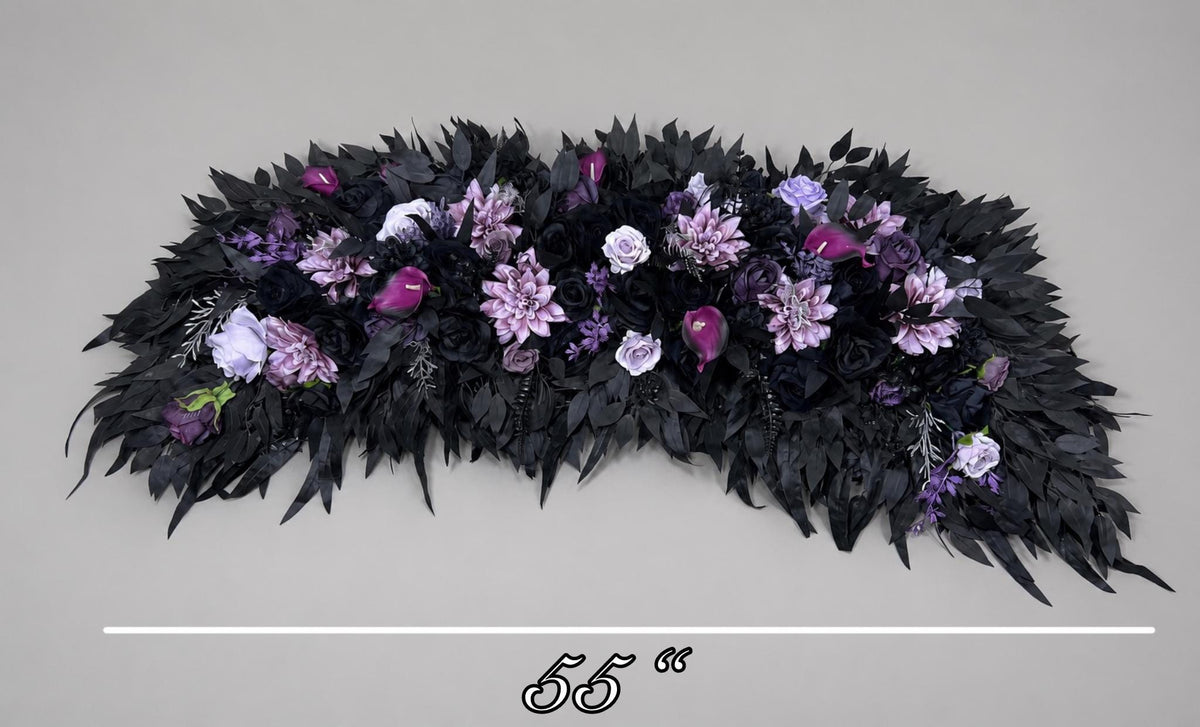 Black Purple Arch Arrangement Wedding Lavender Black Arrangement Arbor Black Dark Purple Decor Gothic Ceremony Backdrop Artificial Flowers