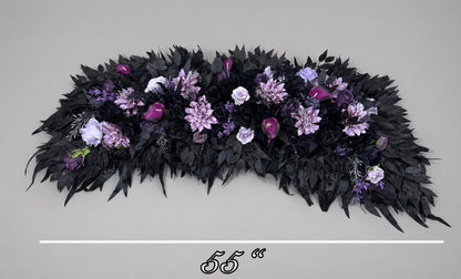 Black Purple Arch Arrangement Wedding Lavender Black Arrangement Arbor Black Dark Purple Decor Gothic Ceremony Backdrop Artificial Flowers