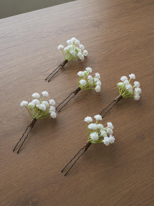 White Baby's Breath Hair Pins, Artificial Gypsophila Hair Pins, White Bridal Hair Piece, Wedding Hair Accessories, Fake Baby Breath Hair Pin