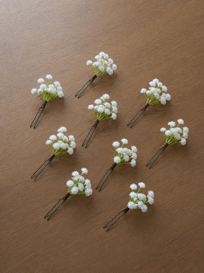 White Baby's Breath Hair Pins, Artificial Gypsophila Hair Pins, White Bridal Hair Piece, Wedding Hair Accessories, Fake Baby Breath Hair Pin
