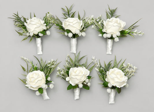 White Boutonniere Wedding Groom Ivory Groomsmen Boutonnière Ivory Artificial Flowers Eucalyptus White Rose Classic Boutonniere Reddit