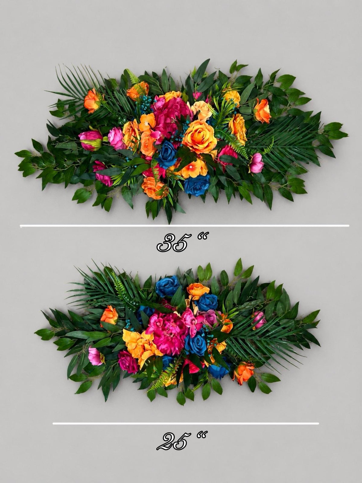 Pink Orange Teal Blue Arch Arrangement, Wedding Hot Pink Bright Orange, Tropical Swag Arbor Arrangement, Floral Backdrop Ceremony Flowers