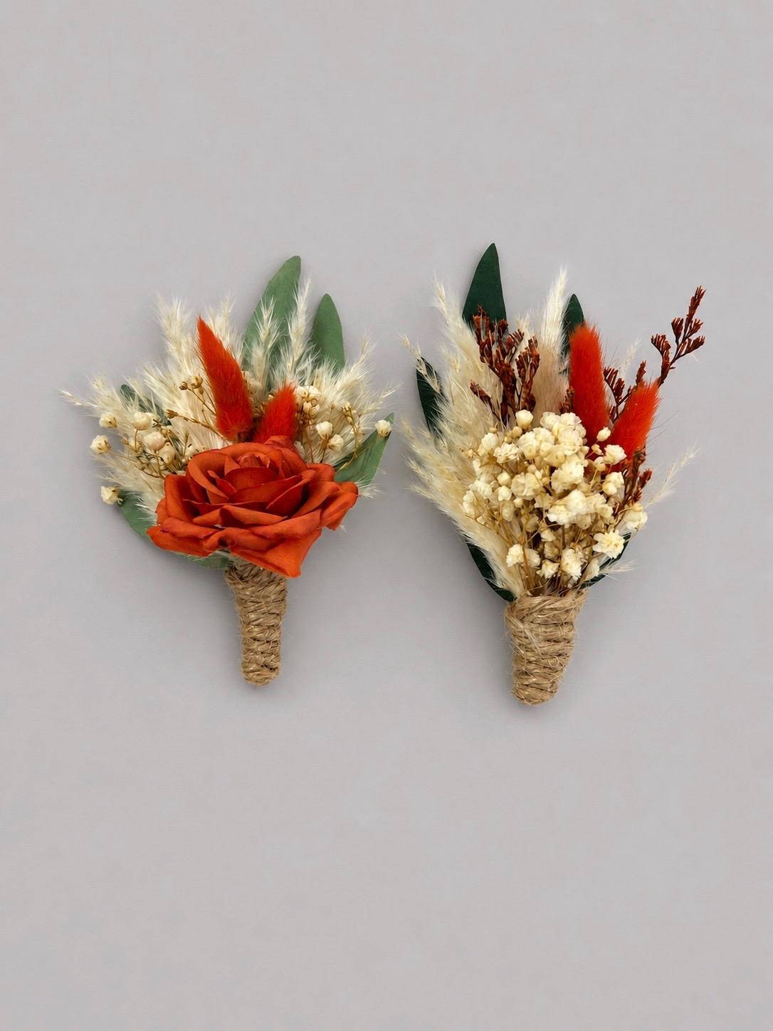 Terracotta Ivory Corsage, Wedding Fall Wrist Corsage, Burnt Orange Cream Bridesmaid Corsage, Rust Artificial Flowers Wristband Eucalyptus