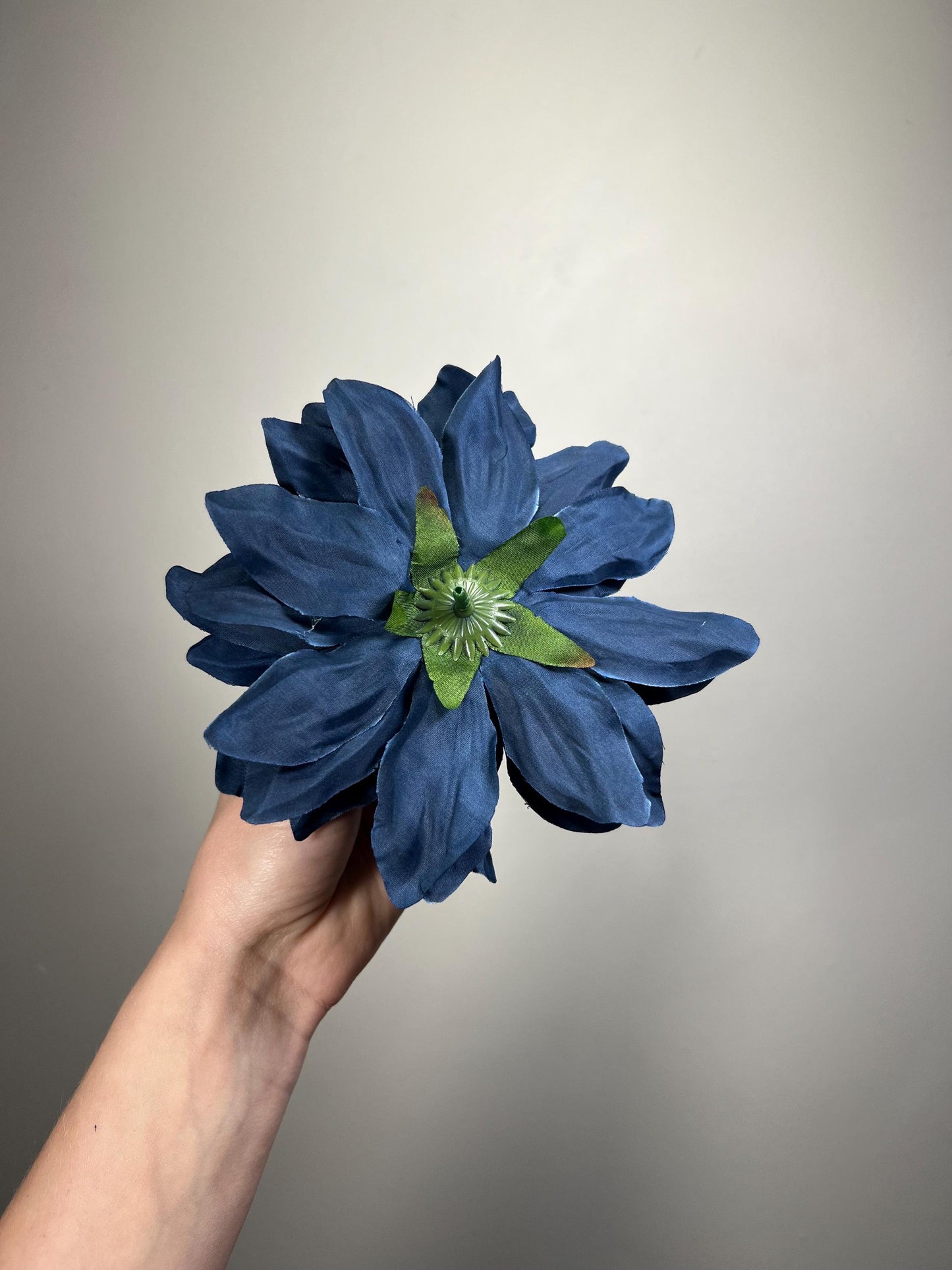 Navy Blue Dahlia Flower Head, Artificial Dahlia 6”, Dark Blue Dahlia Bloom, DIY Wedding Flowers, Floral Supply, Fake Craft Flower