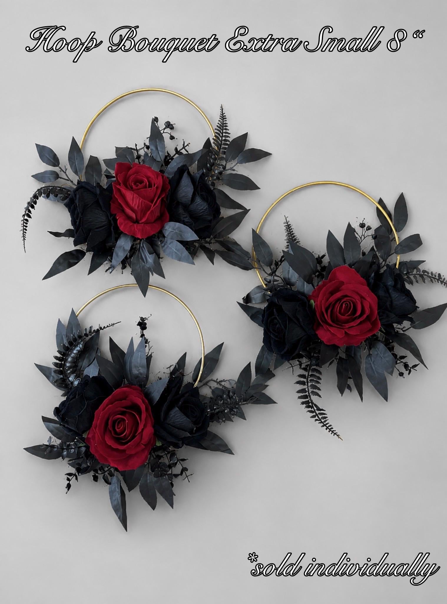 Wedding Cascade Black Bouquet Burgundy Gothic Bridal Halloween Cascading Bouquet Black Decor Burgundy Artificial Flower Bridesmaids Black