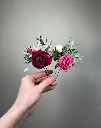 CUSTOM Hair Pin, Wedding Hair Pin, Bridal Hair Accessory, Artificial Flowers Hair Pin, Floral Bridesmaids Hair Pin, Bobby Pin Fake Flower