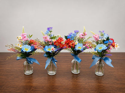 Wildflower Centerpiece Wedding, Colorful Floral Arrangement, Mini Bouquets for Vases, Table Decor Centerpieces Dusty Blue Terracotta Pink