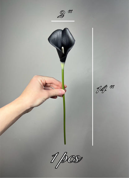 Black Calla Lily, Artificial Calla Lily, Black Wedding Flower, Real Touch Floral Supply, DIY Wedding Decor, Black Craft Supplies Flowers