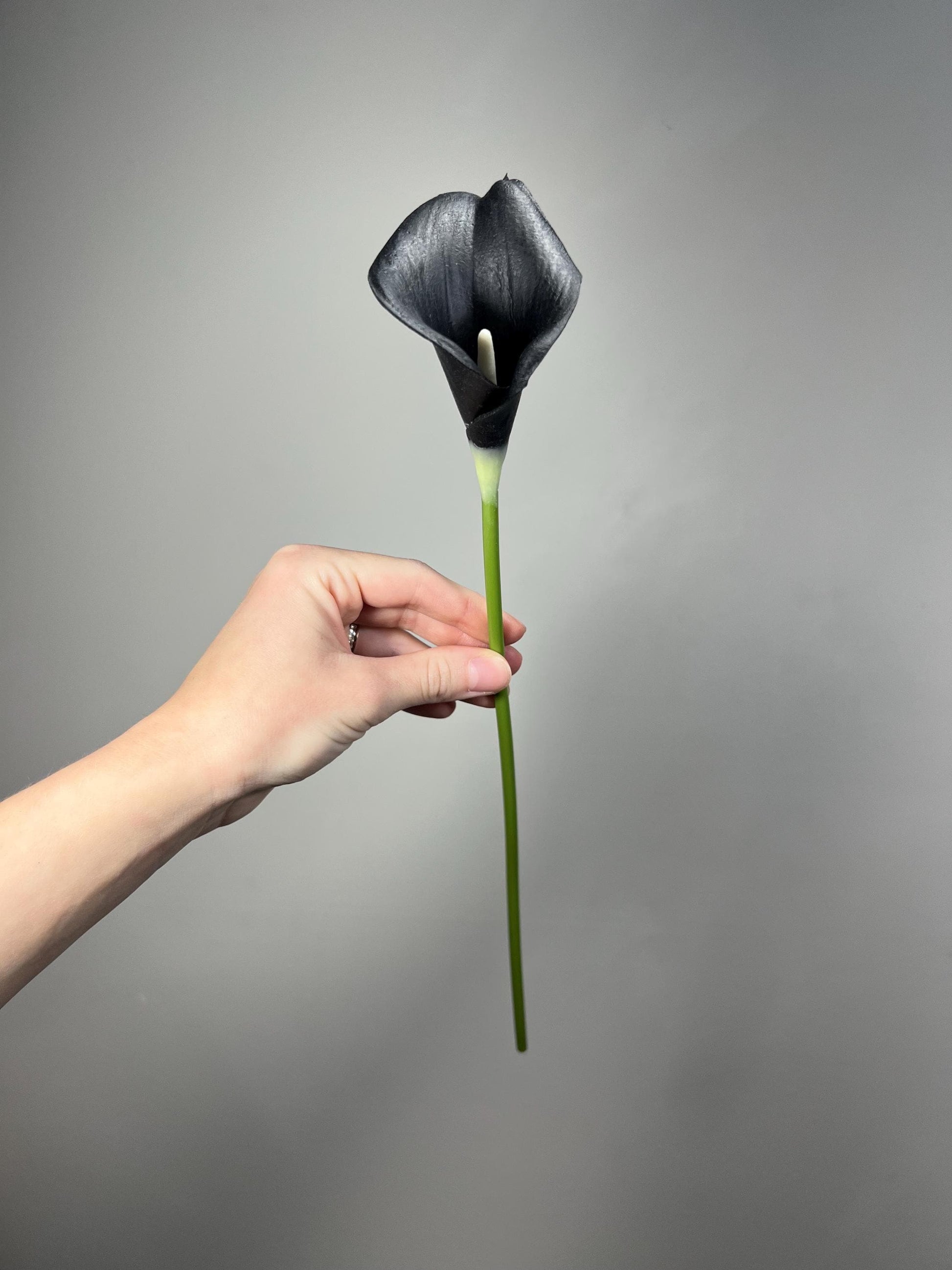 Black Calla Lily, Artificial Calla Lily, Black Wedding Flower, Real Touch Floral Supply, DIY Wedding Decor, Black Craft Supplies Flowers