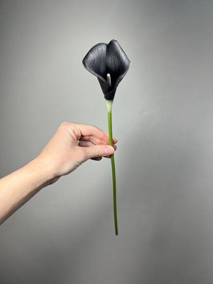 Black Calla Lily, Artificial Calla Lily, Black Wedding Flower, Real Touch Floral Supply, DIY Wedding Decor, Black Craft Supplies Flowers