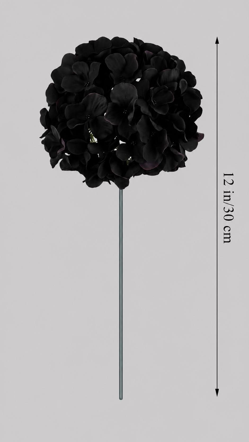 Black Hydrangea Artificial, Hydrangea Flower with or without Stem , Silk Hydrangea Head, Gothic Wedding Decor, DIY Halloween Arrangement