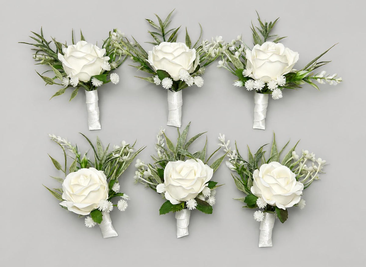 White Boutonniere Wedding Groom Ivory Groomsmen Boutonnière Ivory Artificial Flowers Eucalyptus White Rose Classic Boutonniere Reddit