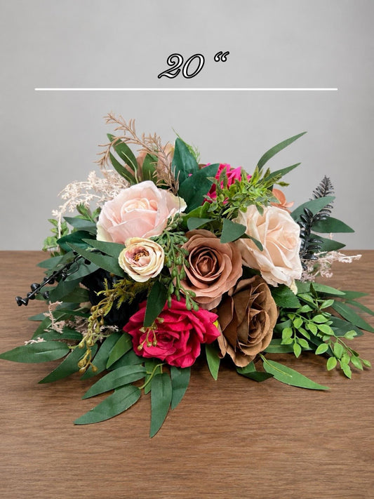 Pink Black Brown Centerpiece, Wedding Rustic Flower Ball, Jewel Tones Table Centerpiece, Blush Dusty Rose Hot Pink Table Flowers