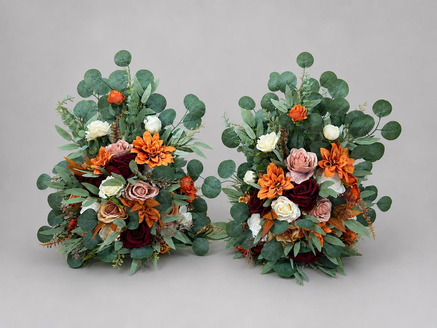 Set of 2 Wedding Aisle Marker Terracotta Burgundy, Floor Arrangement Fall, Dusty Rose Burnt Orange Barrel Décor, Ground Arch Arrangement