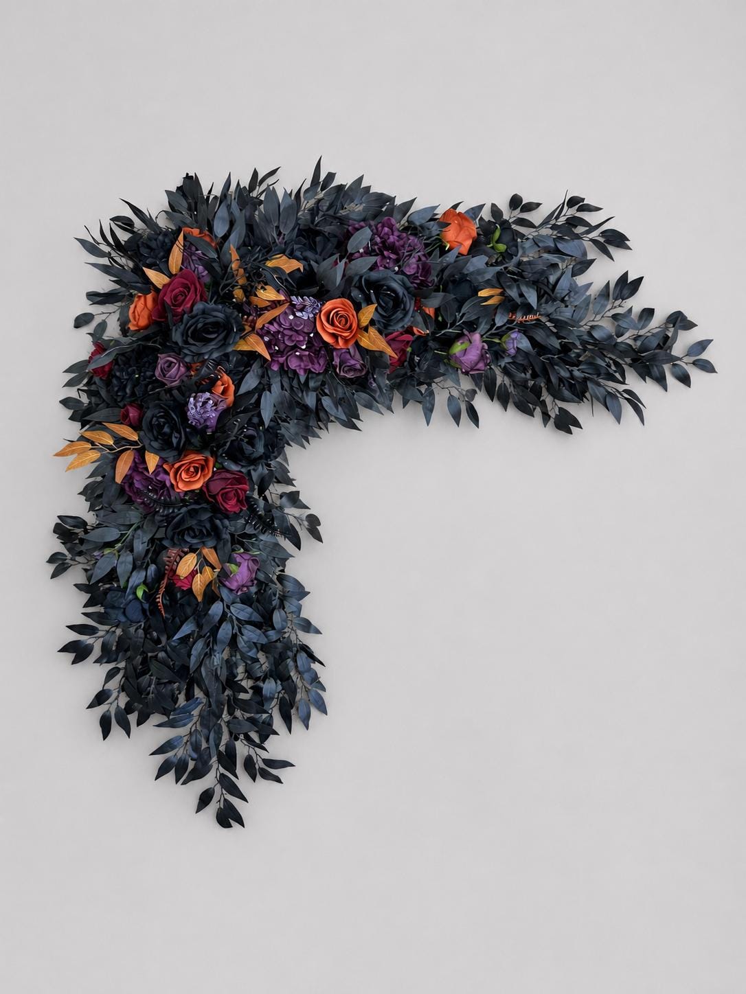 Black Purple Orange Arch Arrangements Wedding Gothic Arbor Arrangements Dark Purple Burgundy Arch Fall Corner Piece Artificial Flowers