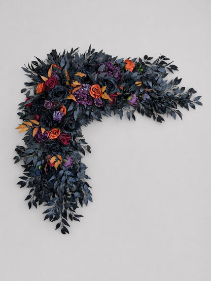 Black Purple Orange Arch Arrangements Wedding Gothic Arbor Arrangements Dark Purple Burgundy Arch Fall Corner Piece Artificial Flowers
