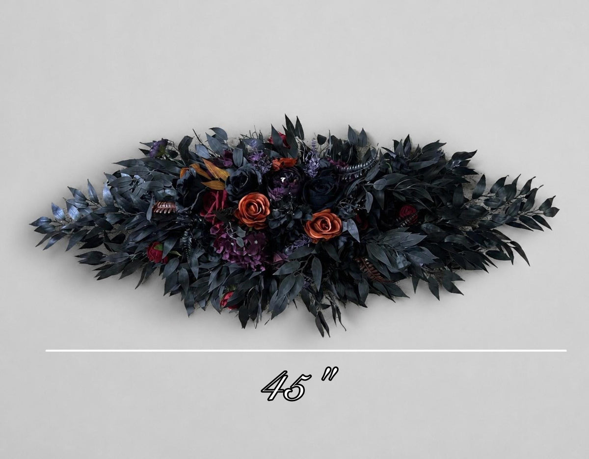 Black Purple Orange Arch Arrangements Wedding Gothic Arbor Arrangements Dark Purple Burgundy Arch Fall Corner Piece Artificial Flowers