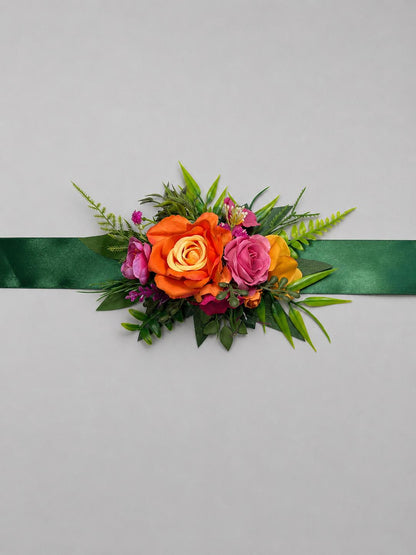 CUSTOM Flower Sash Belt, Flower Girl Sash, Wedding Rustic Floral Belt, Artificial Flowers Bridesmaids Sash, Baby Shower Sash