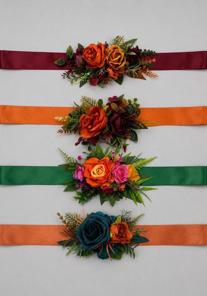 CUSTOM Flower Sash Belt, Flower Girl Sash, Wedding Rustic Floral Belt, Artificial Flowers Bridesmaids Sash, Baby Shower Sash