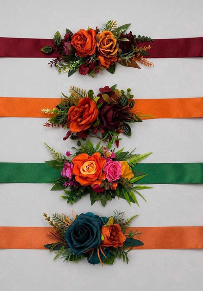 CUSTOM Flower Sash Belt, Flower Girl Sash, Wedding Rustic Floral Belt, Artificial Flowers Bridesmaids Sash, Baby Shower Sash