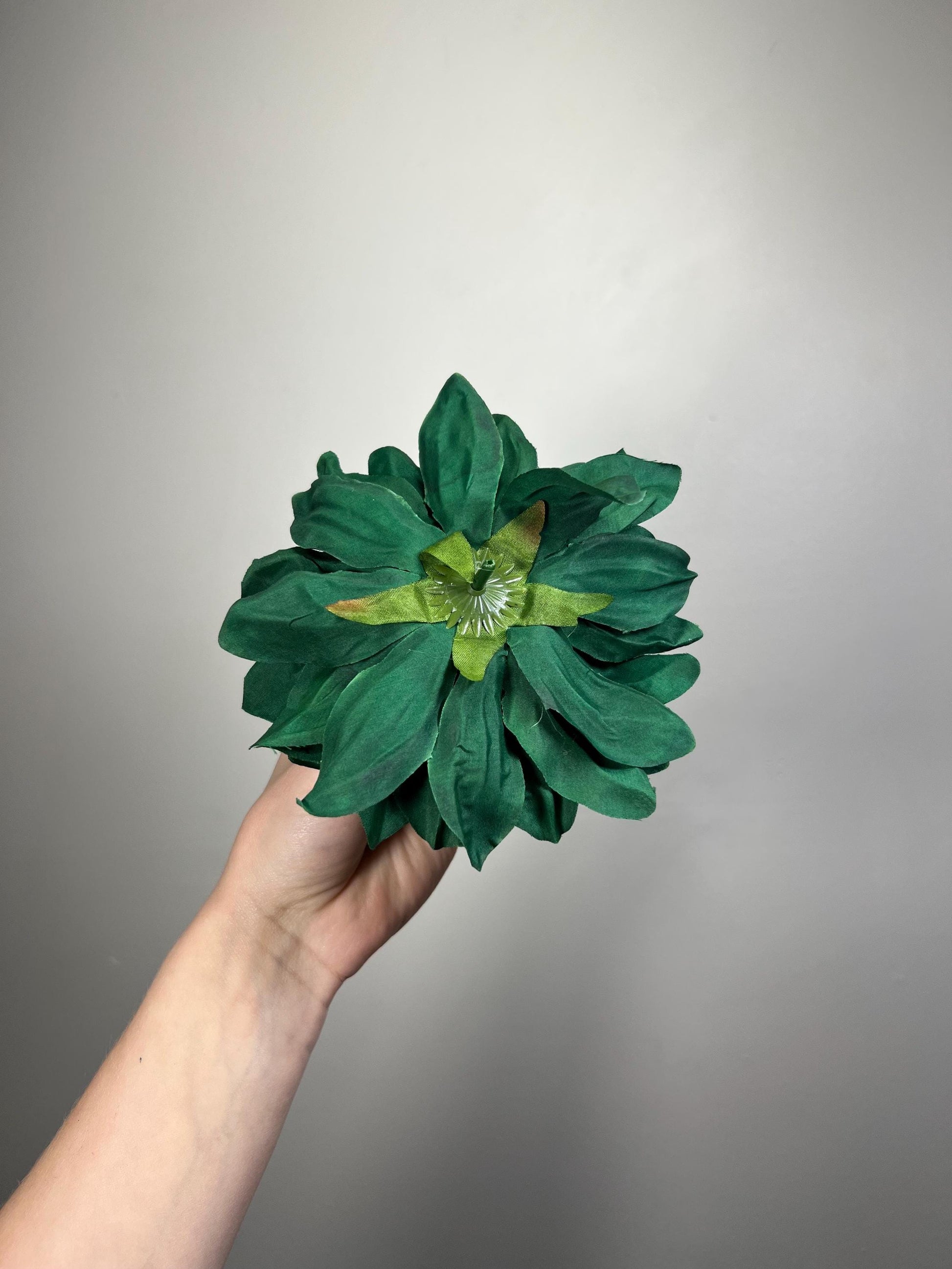 Emerald Green Dahlia Flower Head, Artificial Dahlia 6”, Dark Green Dahlia Bloom, DIY Wedding Flowers, Floral Supply, Fake Craft Flower