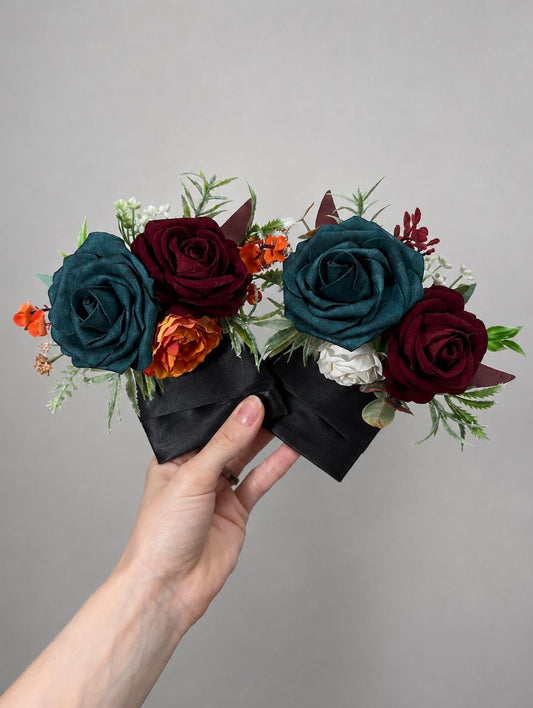 Dark Teal Pocket Boutonniere Wedding Groom Boutonnière Square Teal Burnt Orange Groomsmen Teal Burgundy Boutonniere Rust Dark Teal Reddit