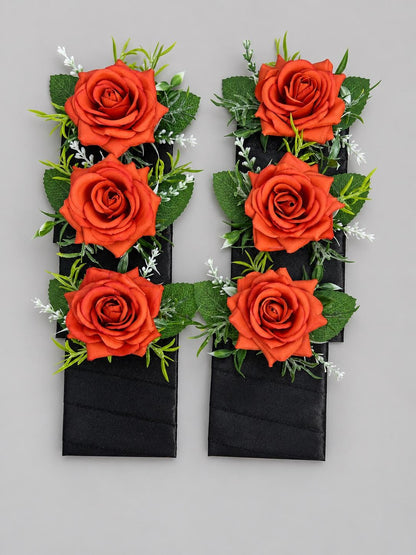 Burnt Orange Pocket Boutonniere, Terracotta Rose Square Boutonniere, Fall Groom Boutonnière, Groomsmen Burnt Orange Artificial Flower