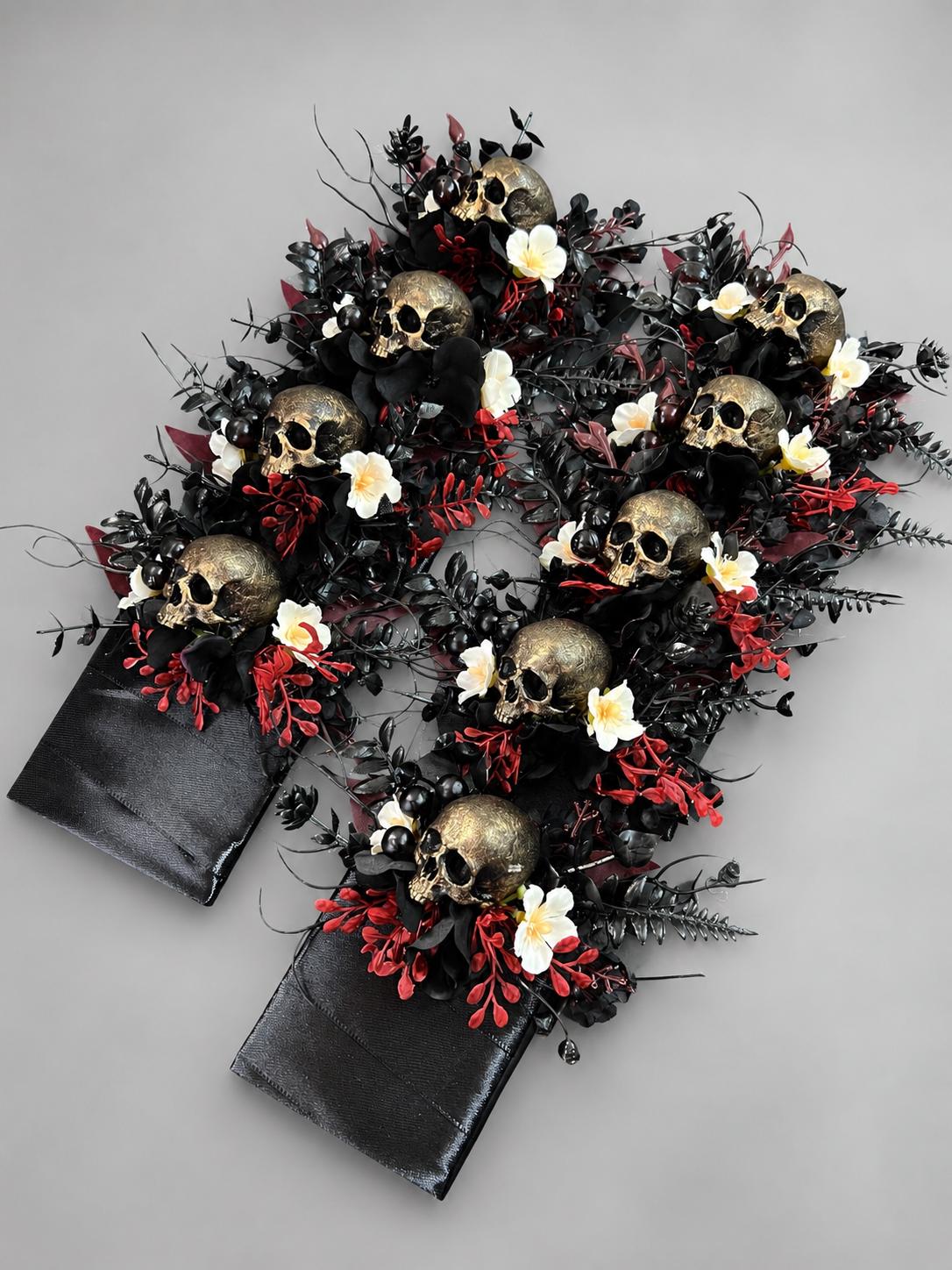 Purple Skull Pocket Boutonniere, Gothic Floral Wedding Square Boutonniere, Groomsmen Lapel Flower, Black Plum Alternative Halloween Flower