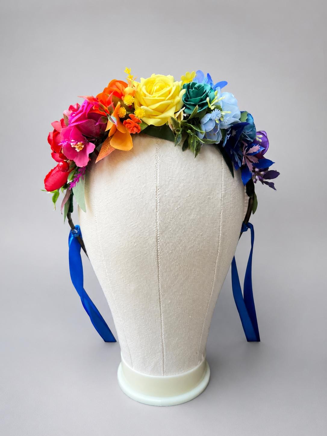 Rainbow Flower Crown, Colorful Floral Crown, Pride Flower Headband, Wedding Hair Accessory, Festival Headpiece, Rainbow Bridal Crown