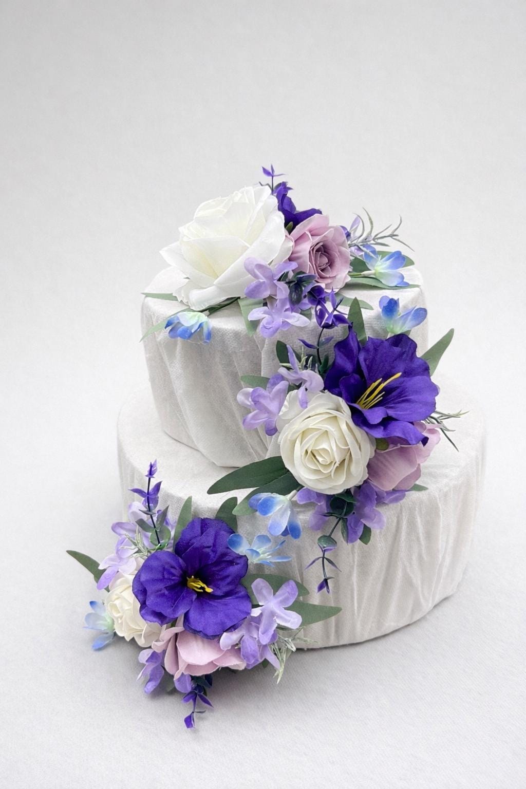 Purple Cake Decoration Wedding Topper White Purple Flower Decor Cake Arrangements Plum Cake Decoration Lavender Flower Violet Cake Decor