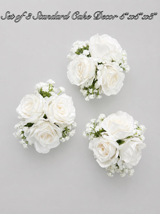 White Ivory Cake Decoration Wedding Baby Breath Cake Arrangement Artificial Flowers White Roses Floral Cake Decor Silk Reddit