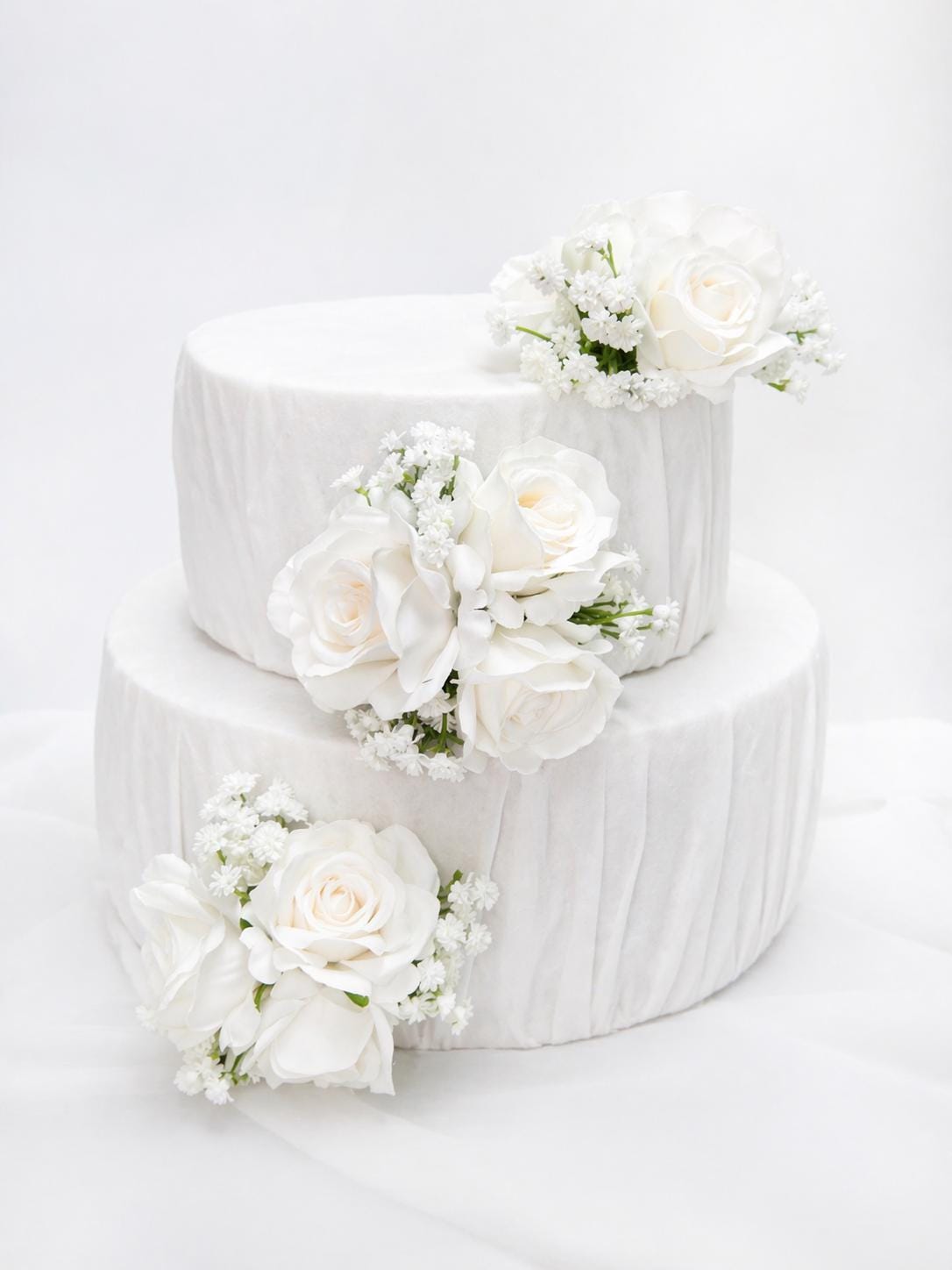 White Ivory Cake Decoration Wedding Baby Breath Cake Arrangement Artificial Flowers White Roses Floral Cake Decor Silk Reddit