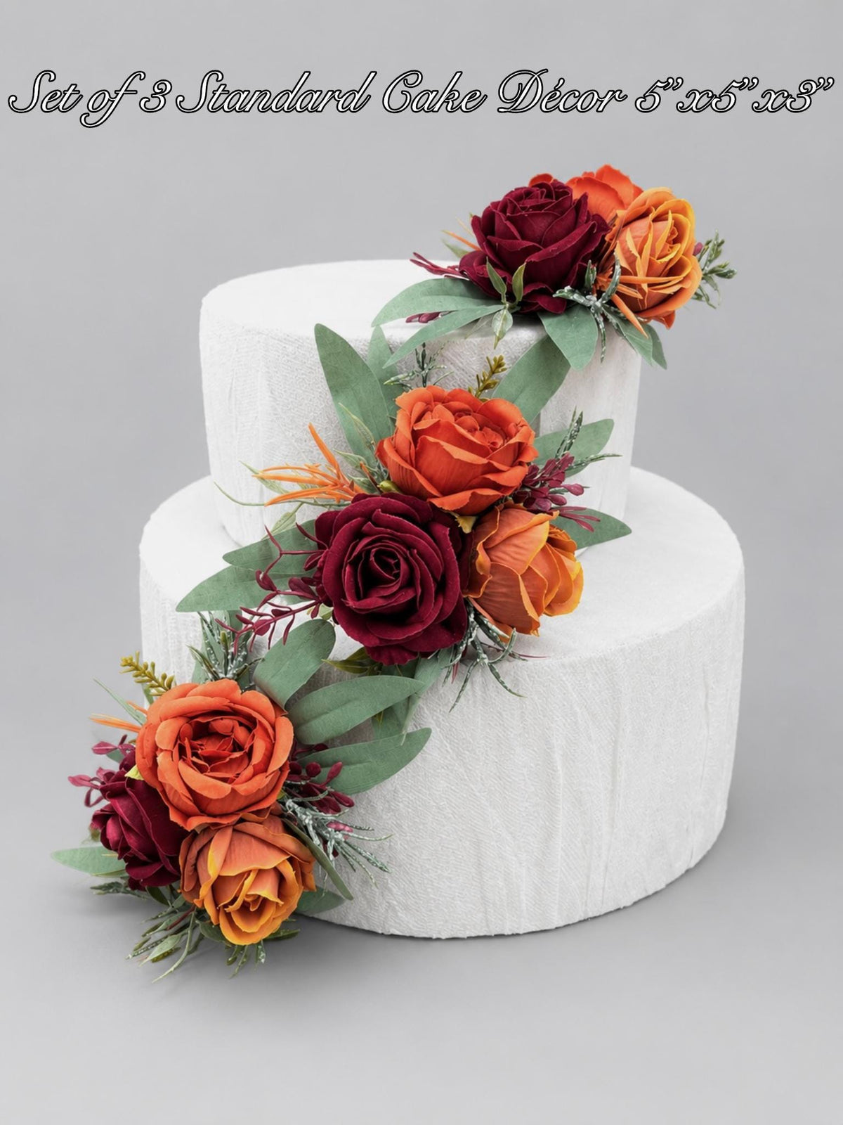 Orange Burgundy Cake Decor Flower Artificial Wedding Terracotta Rust Cake Flower Arrangement Maroon Burnt Orange Sage Green Silk Flower Cake