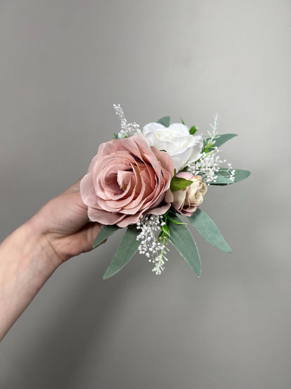 Dusty Rose Cake Decor Wedding Dusty Rose Flower Cake Arrangement White Dusty Rose Cake Decoration Pink White Cake Topper Flower Dusty Rose