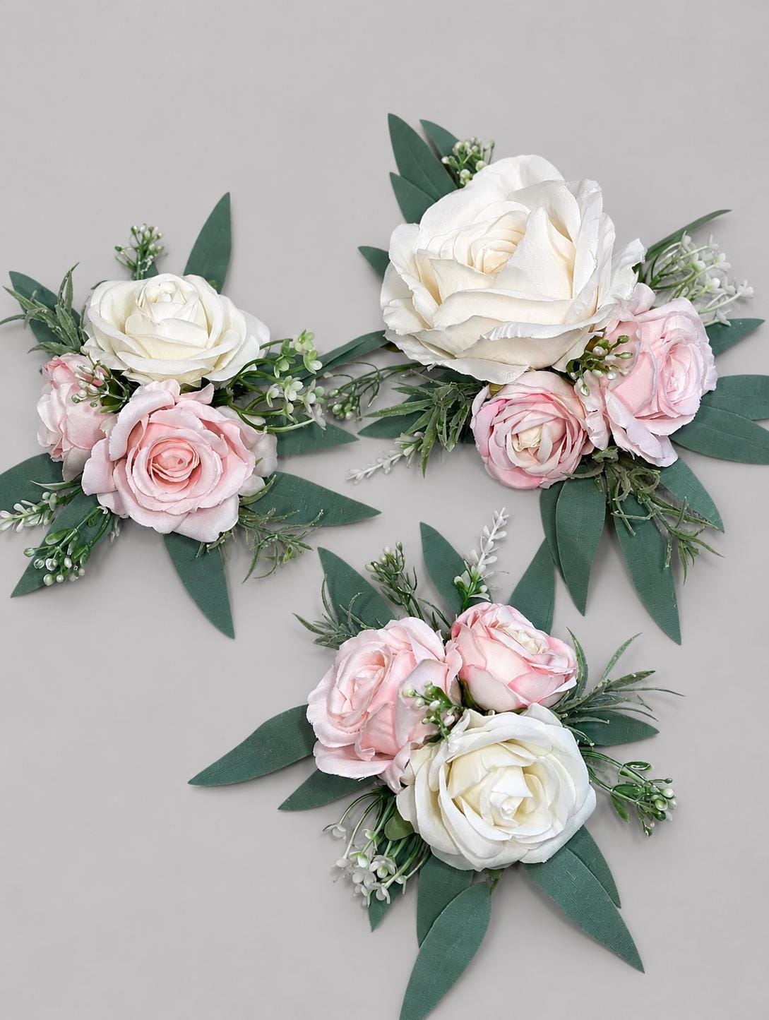 White Pink Cake Decoration Wedding Topper Decor Cake Arrangements Blush Ivory Cake Decoration Artificial Flowers Cake Topper Eucalyptus