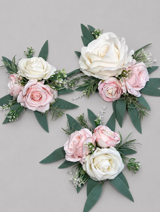 White Pink Cake Decoration Wedding Topper Decor Cake Arrangements Blush Ivory Cake Decoration Artificial Flowers Cake Topper Eucalyptus