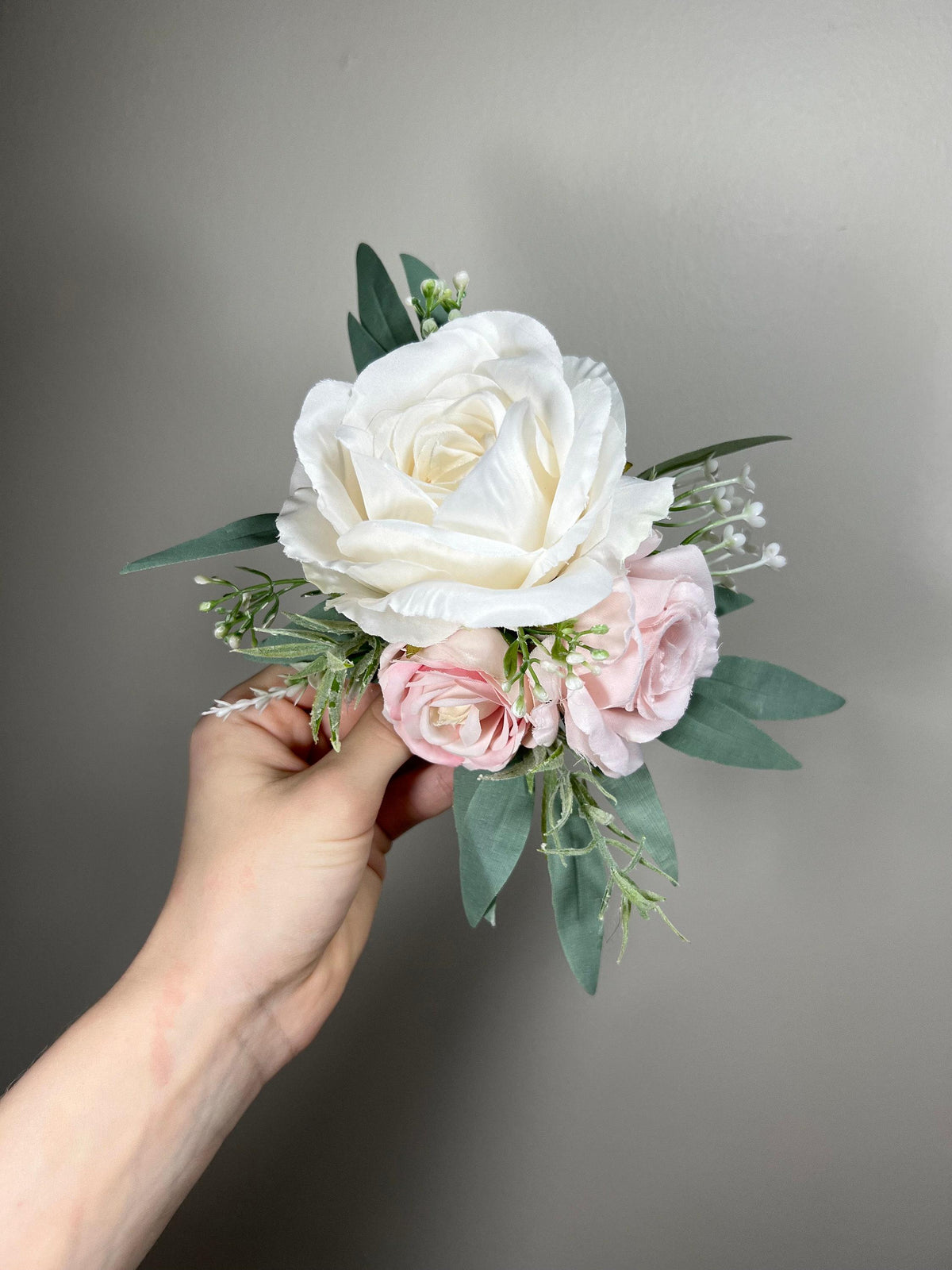 White Pink Cake Decoration Wedding Topper Decor Cake Arrangements Blush Ivory Cake Decoration Artificial Flowers Cake Topper Eucalyptus