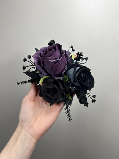 Black Plum Cake Decoration Wedding Topper Black Dark Purple Decor Flower Cake Arrangement Deep Purple Black Cake Decor Artificial Flower