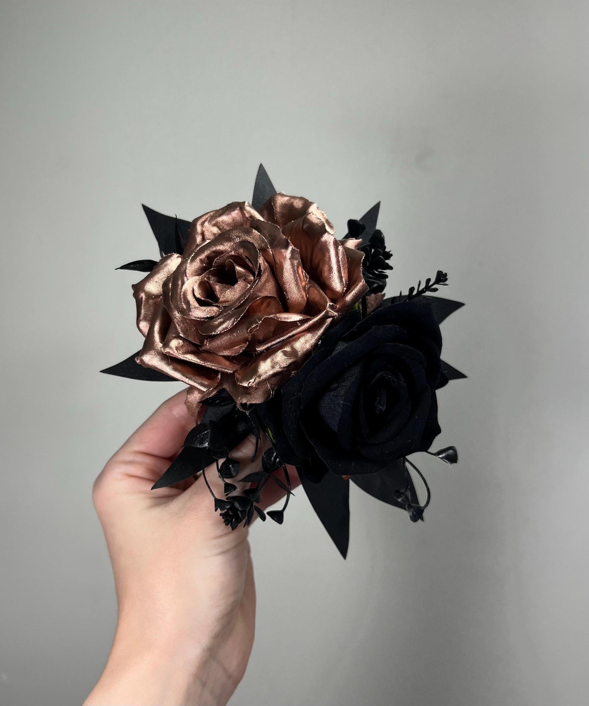 Rose Gold Cake Decor Black Flower Artificial Wedding Gothic Cake Topper Flowers Black Rose Gold Cake Decoration Black Cake Arrangement