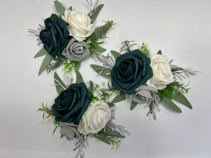 Teal Cake Decoration White Cake Topper Dark Teal Decor Cake Arrangements Teal White Gray Wedding Cake Decoration Silver Flower Topper Reddit