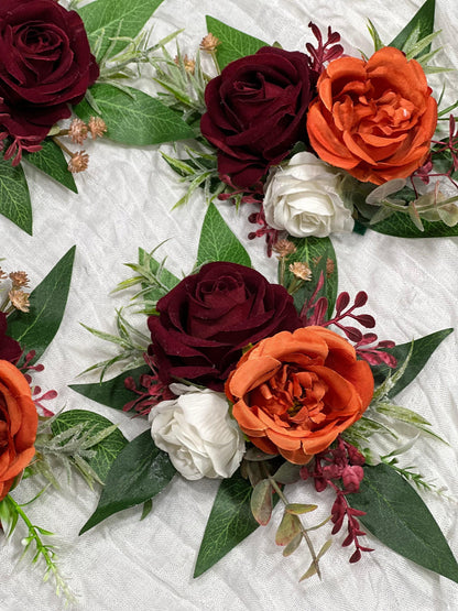 Cake Decoration White Wedding Topper Burgundy Flower Decor Cake Arrangements Rust Cake Decoration Terracotta Flower Orange Cake Decor Reddit