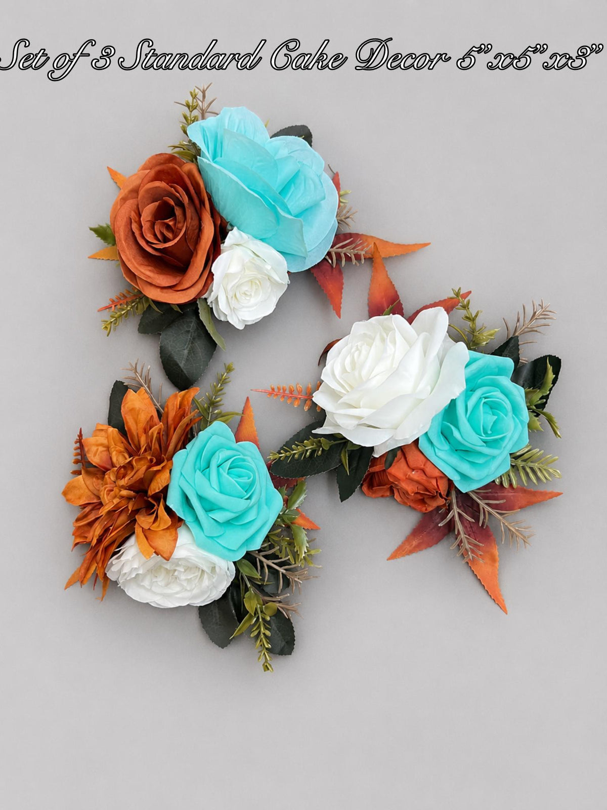 Turquoise and Burnt Orange Wedding Cake Decor Floral Arrangement Rustic Topper Reddit