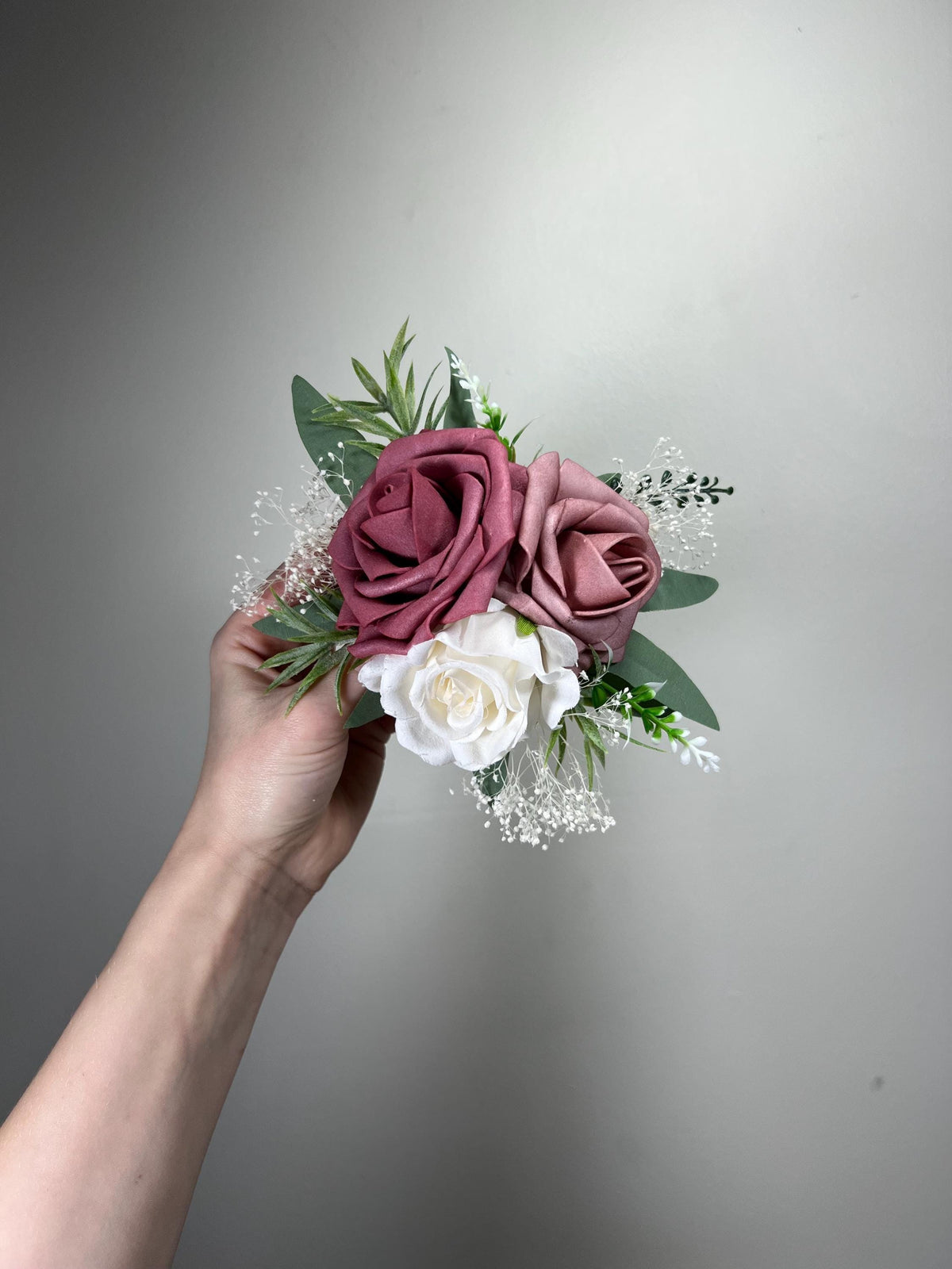 Dusty Rose Cake Flower Decor Wedding Mauve Flower Cake Arrangement White Dusty Rose Cake Decoration Ivory Baby Breath Artificial Flower
