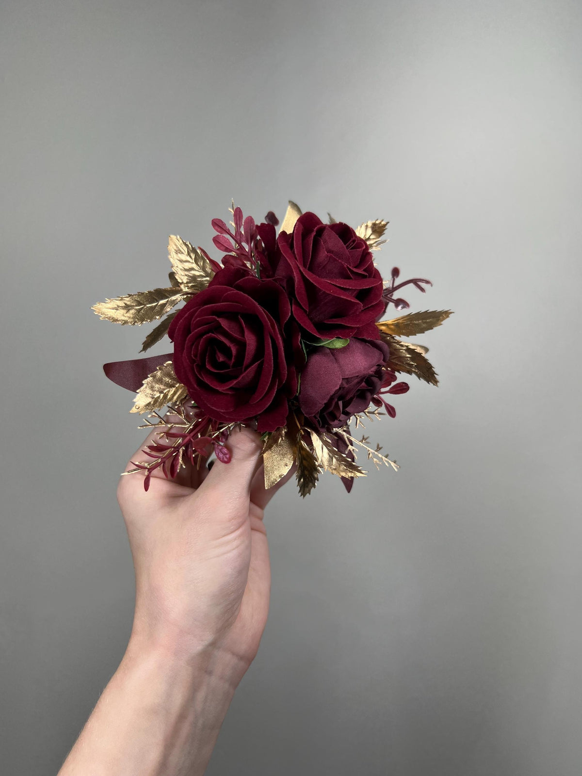 Burgundy Cake Decor Wedding Gold Wine Red Cake Flowers Artificial Burgundy Cake Arrangements Gold Maroon Cake Flower Topper Silk Flower