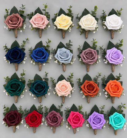 Rose Boutonniere with Eucalyptus - Wedding, Prom & Homecoming Flowers