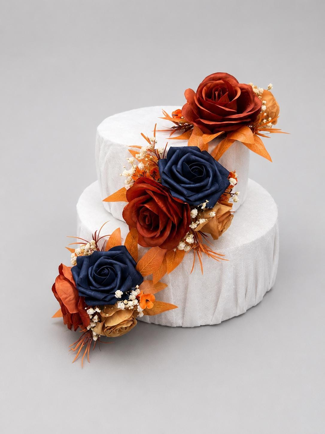 Rust Navy Blue Cake Decor Wedding Terracotta Navy Blue Cake Topper Dark Blue Burnt Orange Cake Decoration Flower Artificial Topper Reddit