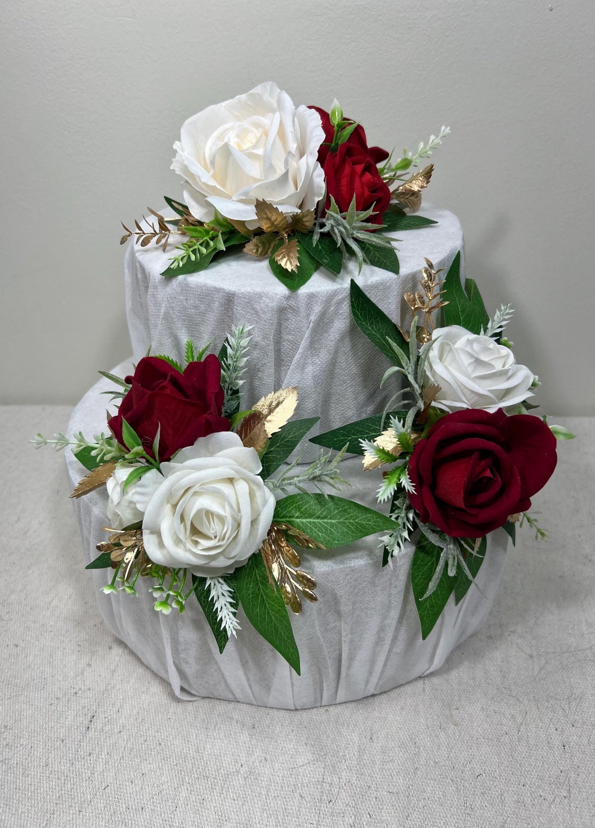 White Red Cake Decoration Wedding Cake Topper Red Flower Cake Arrangements White Red Gold Cake Decoration Ivory Red Flower Cake Decor Gold